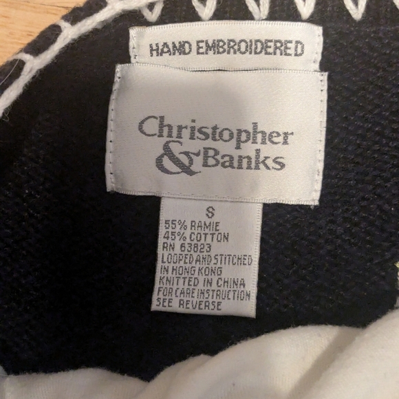 Navy Cardigan with Matching White Turtleneck - Picture 2 of 2